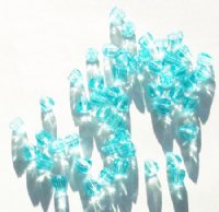 50 7mm Faceted  Aqua Parachute Firepolish Beads